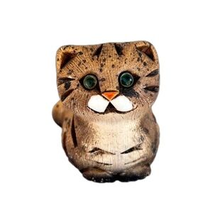 Vintage Signed Artesania Rinconada Calico Cat Kitten Figurine Uruguay Art